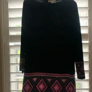 Light weight Michael Kors black dress with fun purple designs